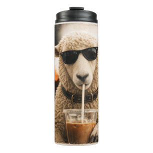 Bouteilles Isothermes Moutons Cool Buvant un Café Glacé