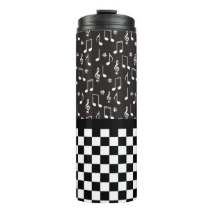 Bouteilles Isothermes Musique et damier noir et blanc