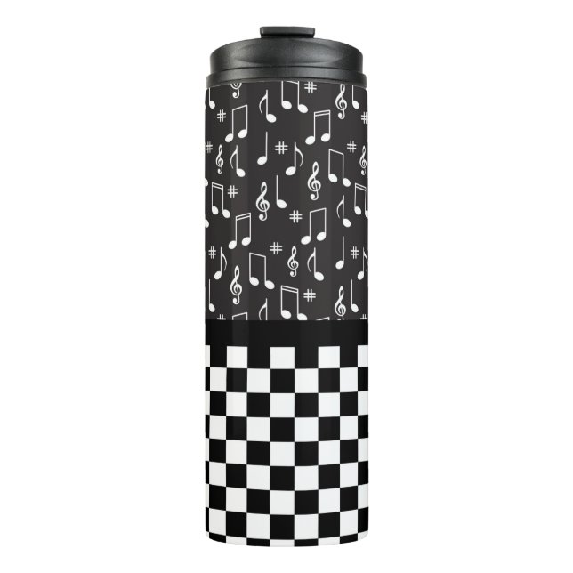 Bouteilles Isothermes Musique et damier noir et blanc (Devant)