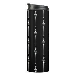 Bouteilles Isothermes Musique Motif Melting Treble Clef Blanc et Noir