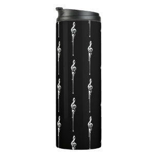 Bouteilles Isothermes Musique Motif Melting Treble Clef Blanc et Noir