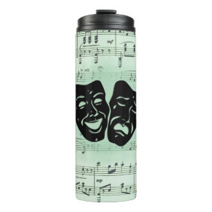 Bouteilles Isothermes Musique verte et masques grecs de théâtre