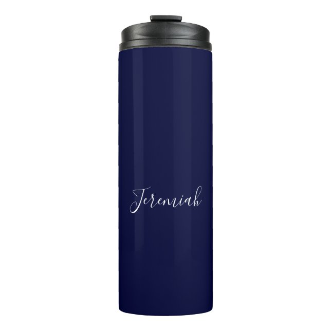 Bouteilles Isothermes Navy Blue Color Plain Modern Own Name Calligraphy (Devant)