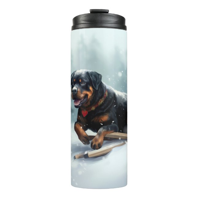 Bouteilles Isothermes Neige de Noël Rottweiler hiver Oreiller (Devant)