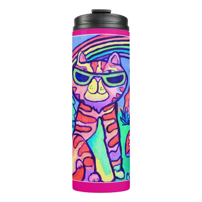 Bouteilles Isothermes  Neon Cat Cool Art Painting Fun Design (Devant)