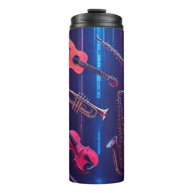 Bouteilles Isothermes Neon Music Vibes – Colorful Musical Instruments (Devant)