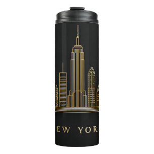 Bouteilles Isothermes New York Skyline Gold Line Art