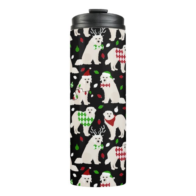 Bouteilles Isothermes Noël Chiens des Pyrénées Chiens Tumbler Thermal (Devant)