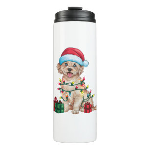 Bouteilles Isothermes Noël Éclairage Santa Chapeau Maltais Chien Noël