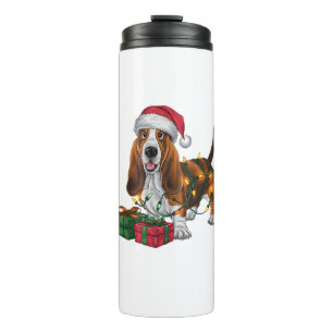 Bouteilles Isothermes Noël Éclairage Santa Hat Basset Hound Chien Noël