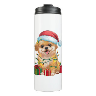 Bouteilles Isothermes Noël Éclairage Santa Hat Chih Poo Chien Noël