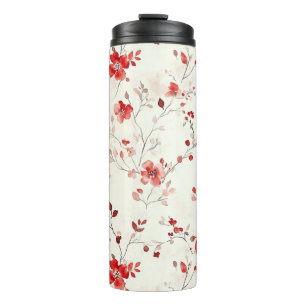 Bouteilles Isothermes Noël floral rouge crème
