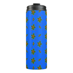 Bouteilles Isothermes Noël Holly Red Berry Motif sur Festive Blue