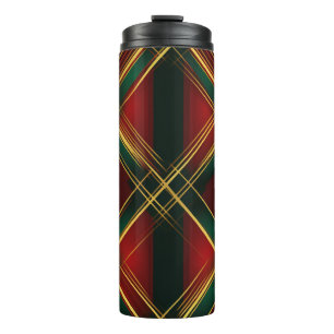 BOUTEILLES ISOTHERMES NOËL ROUGE VERT OR VACANCES PLAID MOTIF