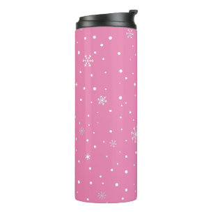 Bouteilles Isothermes Noël Snowflake rose et blanc Polka point