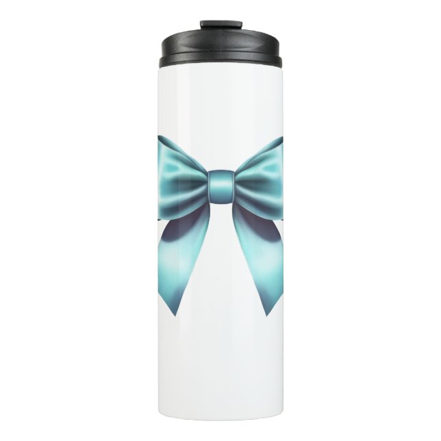 Bouteilles Isothermes Nœud Bleu Turquoise Élégant Mariage Réception de M (Devant)