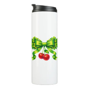 Bouteilles Isothermes Nœud de trèfle chanceux avec cerises motif vert