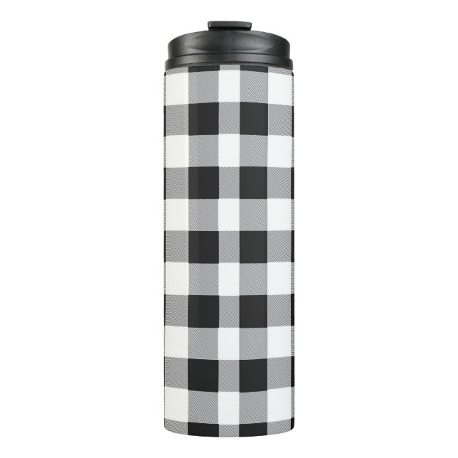 Bouteilles Isothermes Noir et blanc Buffalo Plaid Noël (Devant)