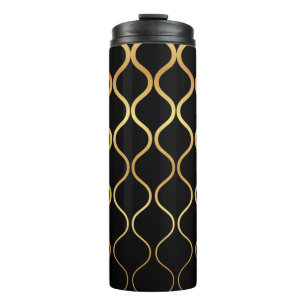 Bouteilles Isothermes Noir, or, cool, tendance, design abstrait rétro
