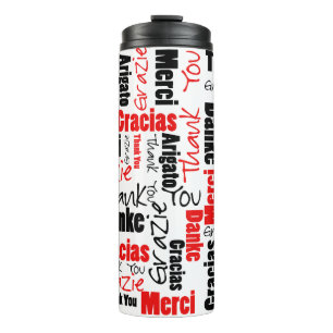 Bouteilles Isothermes Noir Rouge Merci Typographie Mot Cloud