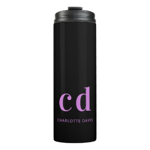 Bouteilles Isothermes Noir violet nom monogramme moderne