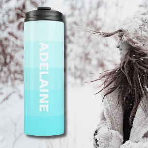 Bouteilles Isothermes Nom blanc   Élégant 5 blocs de couleur bleu électr