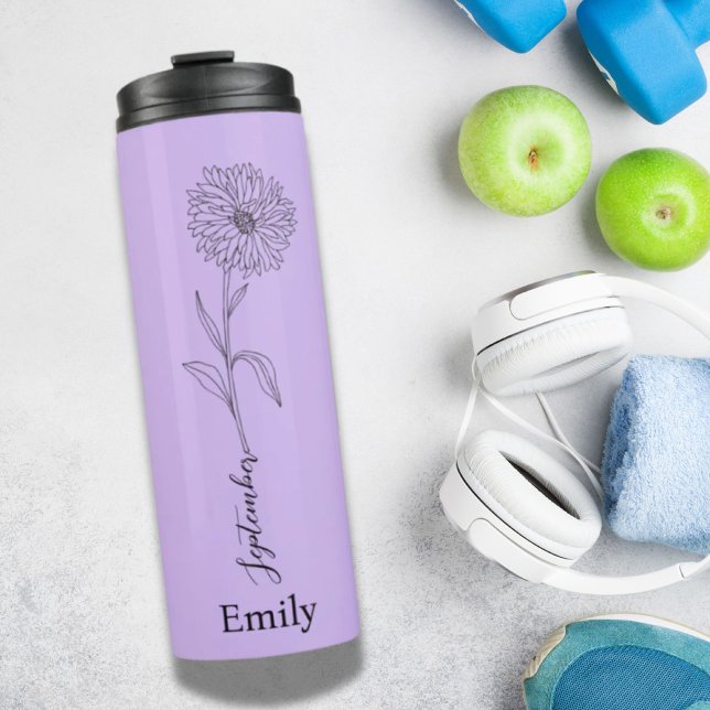 Bouteilles Isothermes Nom de la domestique Aster Septembre Flower Cadeau (Bridesmaid Name Aster September Birth Flower Gift Thermal Tumbler)