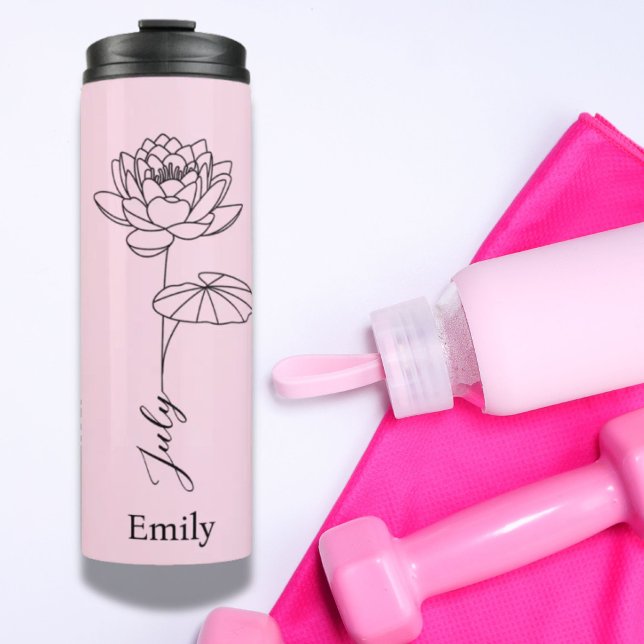 Bouteilles Isothermes Nom de la femme de ménage Water Lily Juillet Fleur (Bridesmaid Name Water Lily July Birth Flower Thermal Tumbler)