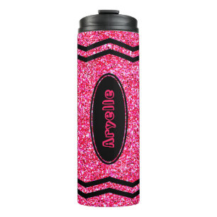 Bouteilles Isothermes Nom d'enfant personnalisé Chaud rose Parties scint