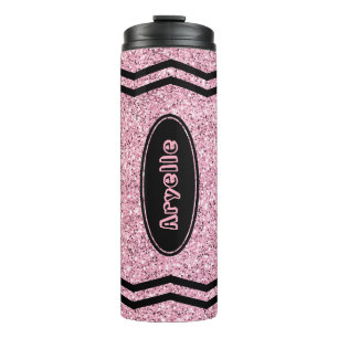 Bouteilles Isothermes Nom d'enfant personnalisé Parties scintillant rose