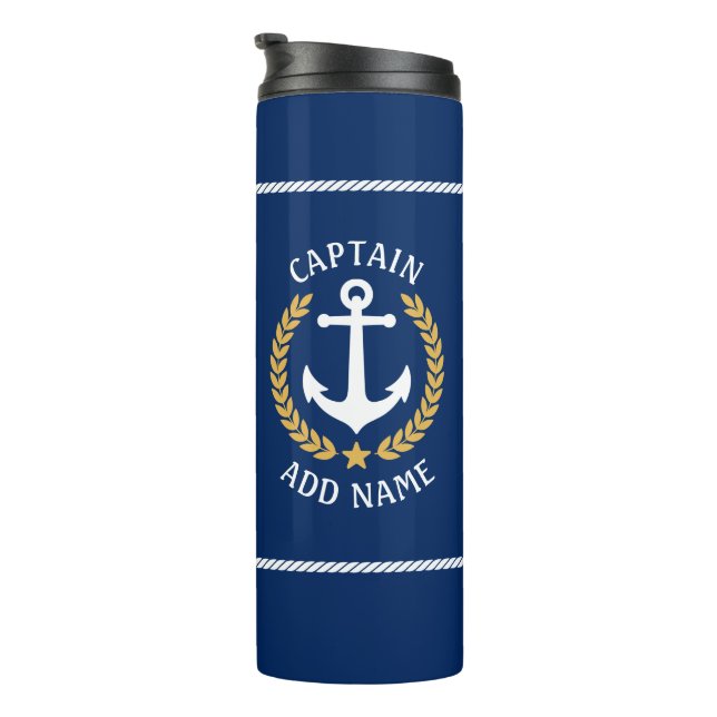 Bouteilles Isothermes Nom du bateau capitaine Ancre Gold Style Laurel Ma (Tourné sur la droite)