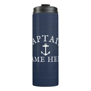 Bouteilles Isothermes Nom du capitaine de bateau Ancre marine bleu marin