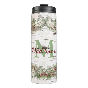 Bouteilles Isothermes Nom du monogramme Bois d'hiver Pin rose blanc