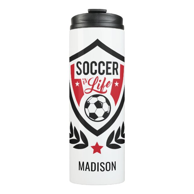 Bouteilles Isothermes Nom et couleur personnalisés Soccer Logo tumbler (Devant)