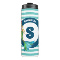 Nom Monogramme Belle Sirène Turquoise Stripes
