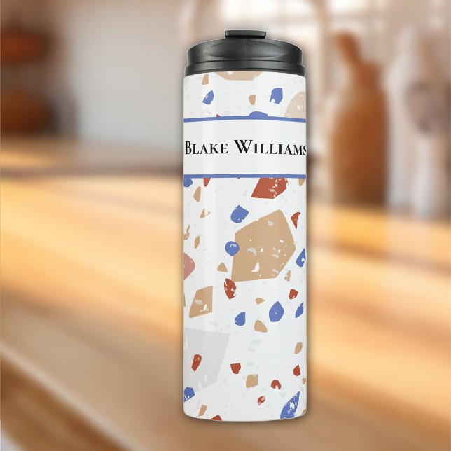 Bouteilles Isothermes Nom, motif mosaïque terrazzo Tons de Terre 16oz (Créateur téléchargé)