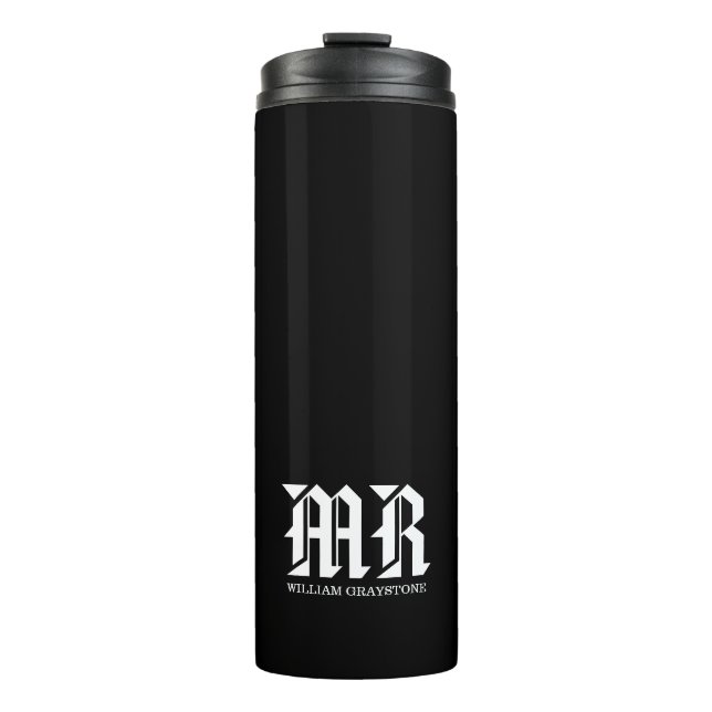 Bouteilles Isothermes Nom noir et blanc Monogramme MR. (Devant)