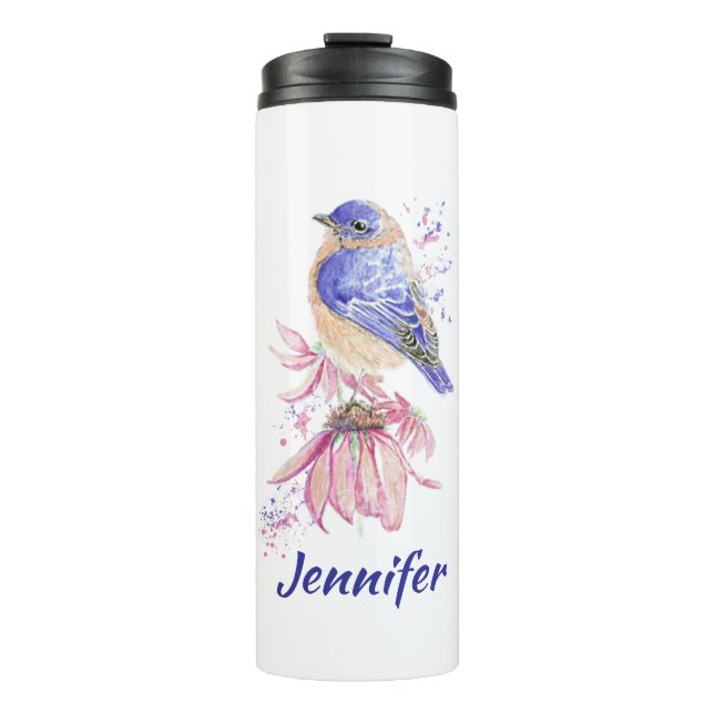 Bouteilles Isothermes Nom personnalisé Aquarelle Bluebird Garden Oiseau  (Devant)