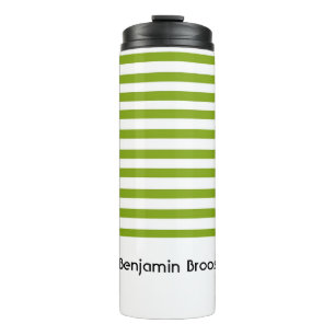 Bouteilles Isothermes Nom personnalisé bandes vert et blanc