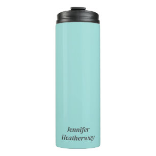 Bouteilles Isothermes Nom personnalisé bleu aqua minimaliste