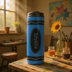 Bouteilles Isothermes Nom personnalisé Bleu Crayon Voyage Mug Thermique 