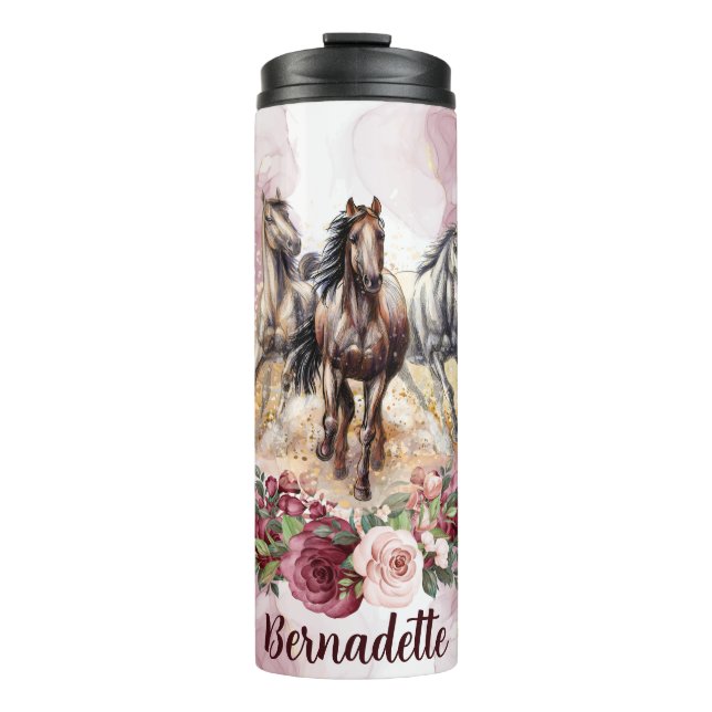 Bouteilles Isothermes Nom personnalisé Cheval rose pâle Thème (Devant)