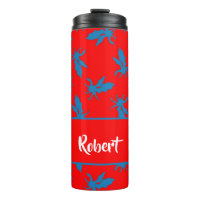 Nom personnalisé dragons bleus sur rouge