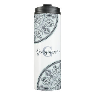 Bouteilles Isothermes Nom personnalisé Harmonie Florale Gris Monotone Ma