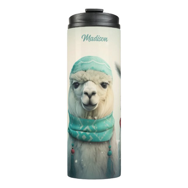 Bouteilles Isothermes Nom personnalisé Llamas d'hiver (Devant)