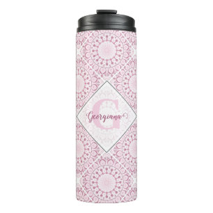 Bouteilles Isothermes Nom personnalisé Pretty Rose Confetti Lace Mandala