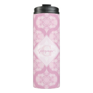 Bouteilles Isothermes Nom Personnalisé Retro 1970 Preppy In Pink Mandala