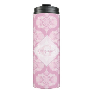 Bouteilles Isothermes Nom Personnalisé Retro 1970 Preppy In Pink Mandala