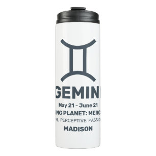 Bouteilles Isothermes Nom personnalisé / Texte Zodiac Signal Gemini