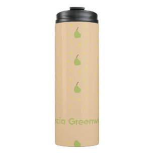 Bouteilles Isothermes Nom personnalisé vert poire motif brun